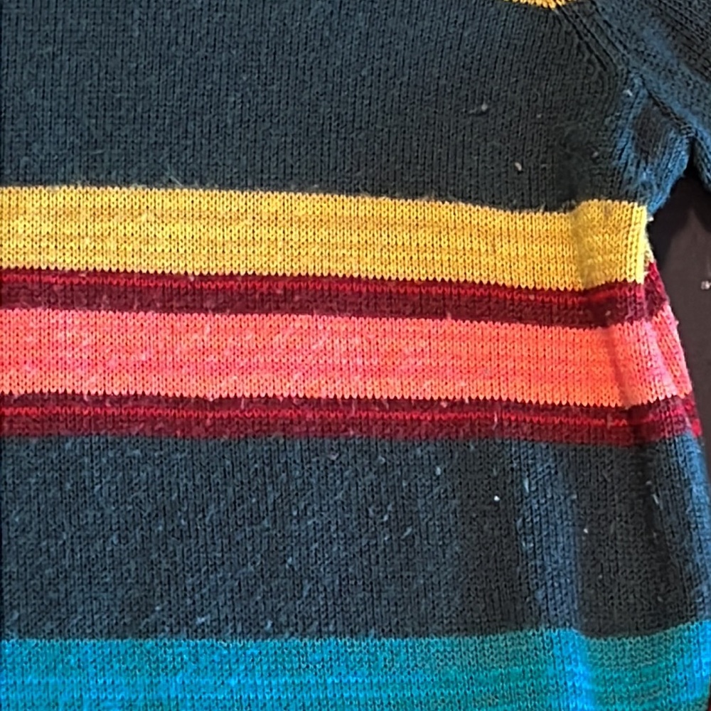 Free People fine-gauge multicolor striped rayon crewneck sweater-minor pilling - Picture 9 of 10